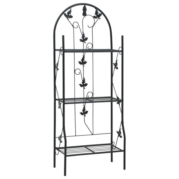 Aplusliving-3-Layer Plant Rack Black 52x28x128 cm Iron