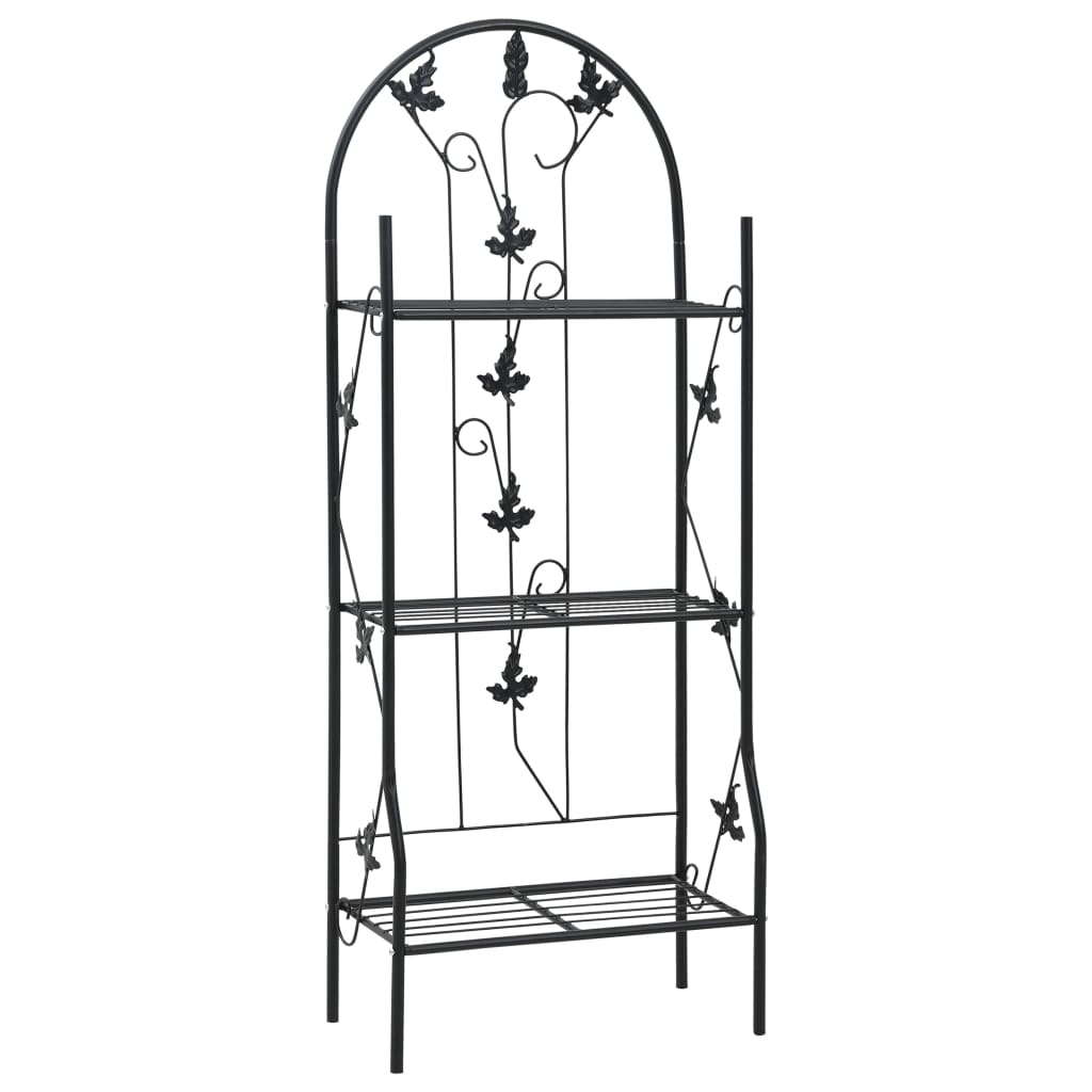 Aplusliving-3-Layer Plant Rack Black 52x28x128 cm Iron