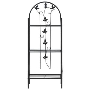 Aplusliving-3-Layer Plant Rack Black 52x28x128 cm Iron