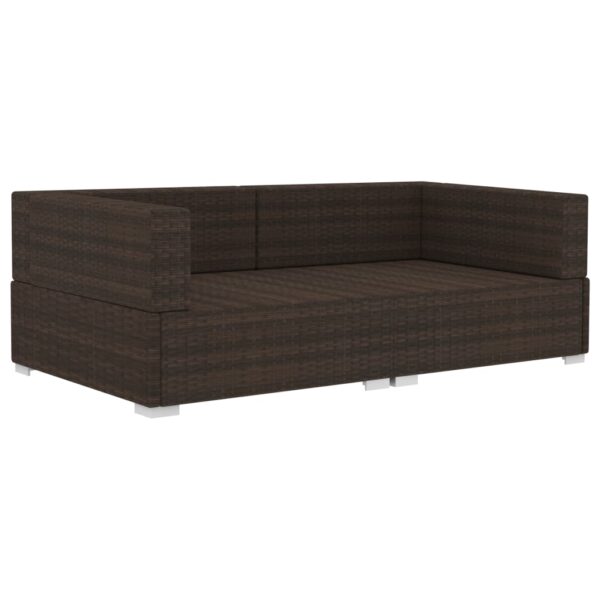Aplusliving-Sectional Corner Chairs 2 pcs with Cushions Poly Rattan Brown