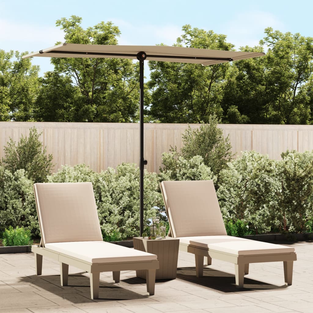 Aplusliving-Garden Parasol with Aluminium Pole 180x110 cm Taupe