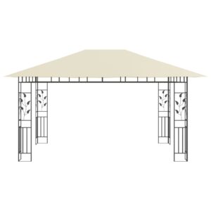 Aplusliving-Gazebo with Mosquito Net 4x3x2.73 m Cream 180 g/m²