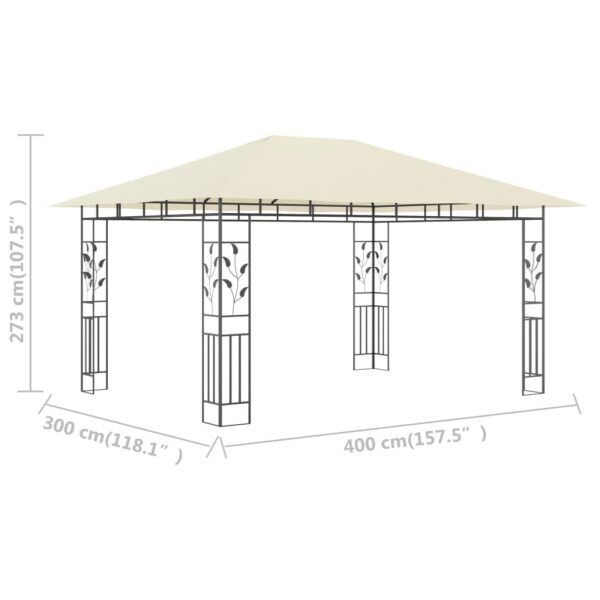 Aplusliving-Gazebo with Mosquito Net 4x3x2.73 m Cream 180 g/m²