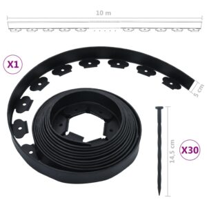 Aplusliving-Flexible Lawn Edging with 30 Pegs 10 m 5 cm