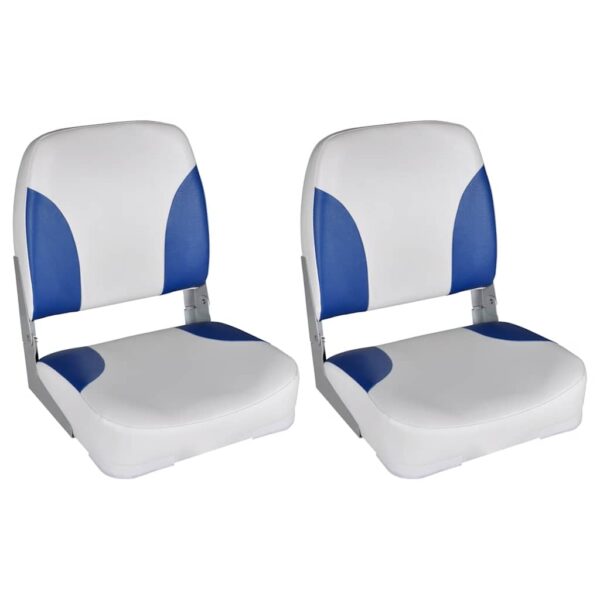 Aplusliving-Boat Seats 2 pcs Foldable Backrest With Blue-white Pillow 41x36x48 cm