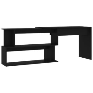 Aplusliving-Corner Desk Black 200x50x76 cm Engineered Wood