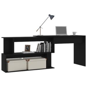 Aplusliving-Corner Desk Black 200x50x76 cm Engineered Wood
