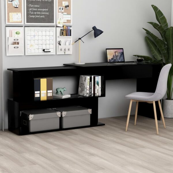 Aplusliving-Corner Desk Black 200x50x76 cm Engineered Wood