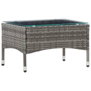 Aplusliving-Coffee Table Grey 60x40x36 cm Poly Rattan