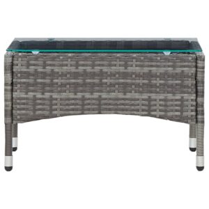 Aplusliving-Coffee Table Grey 60x40x36 cm Poly Rattan