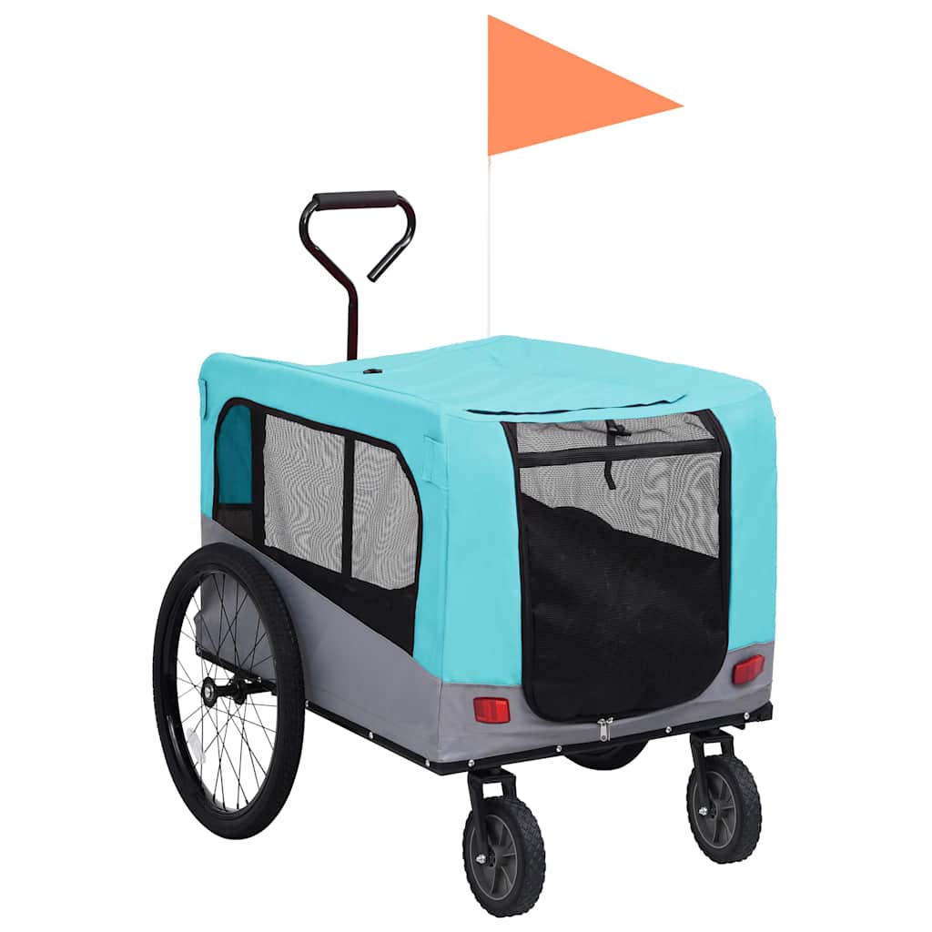 Aplusliving-2-in-1 Pet Bike Trailer and Jogging Stroller Blue and Grey