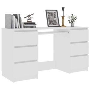 Aplusliving-Writing Desk White 140x50x77 cm Engineered Wood
