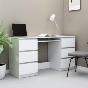 Aplusliving-Writing Desk White 140x50x77 cm Engineered Wood