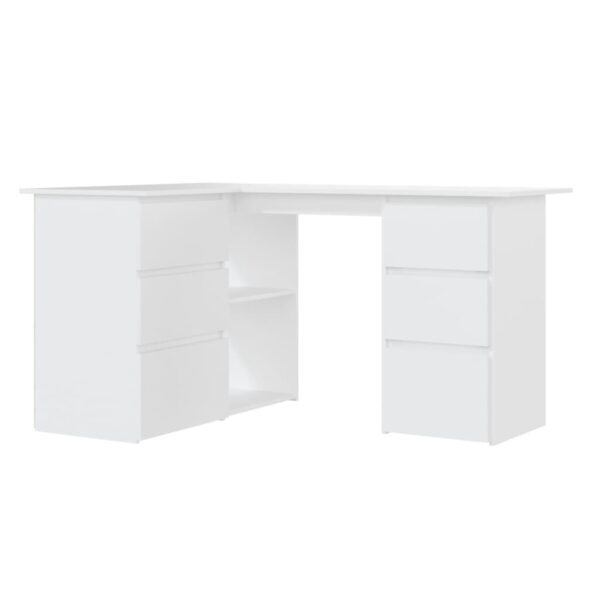 Aplusliving-Corner Desk White 145x100x76 cm Engineered Wood