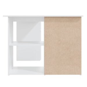 Aplusliving-Corner Desk White 145x100x76 cm Engineered Wood