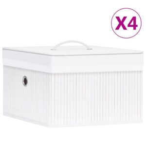 Aplusliving-Bamboo Storage Boxes 4 pcs White