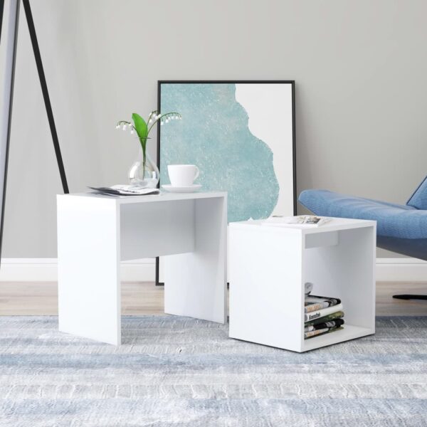 Aplusliving-Coffee Table Set White 48x30x45 cm Engineered Wood