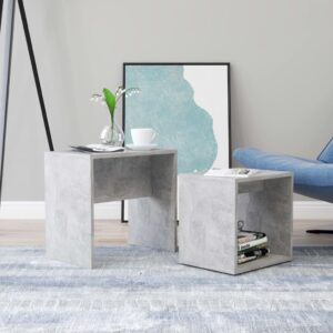 Aplusliving-Coffee Table Set Concrete Grey 48x30x45 cm Engineered Wood