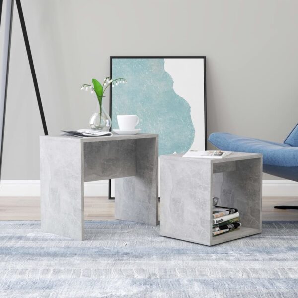 Aplusliving-Coffee Table Set Concrete Grey 48x30x45 cm Engineered Wood