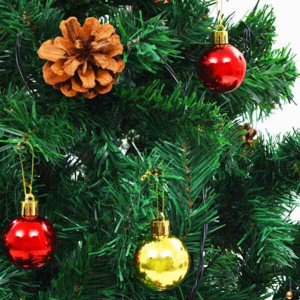 Aplusliving-Artificial Pre-lit Christmas Tree with Baubles Green 210 cm
