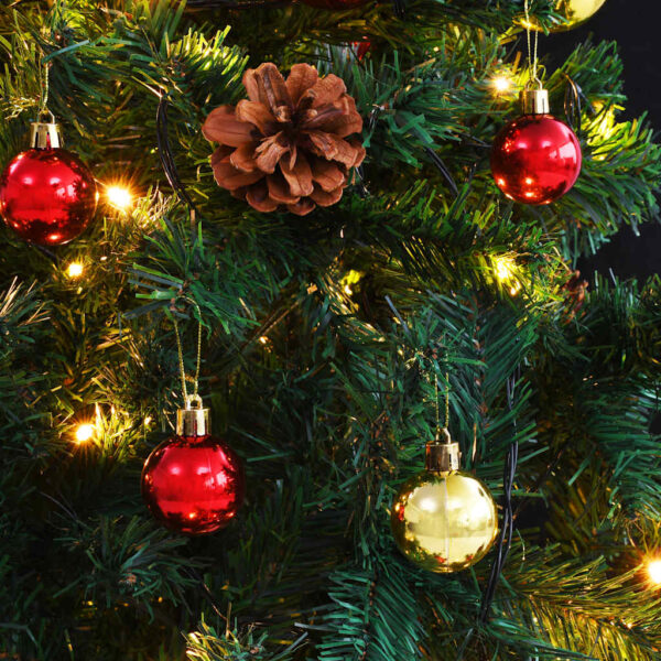 Aplusliving-Artificial Pre-lit Christmas Tree with Baubles Green 210 cm