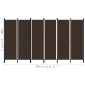 Aplusliving-6-Panel Room Divider Brown 300x180 cm