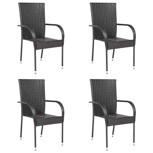 Aplusliving-Stackable Outdoor Chairs 4 pcs Poly Rattan Brown