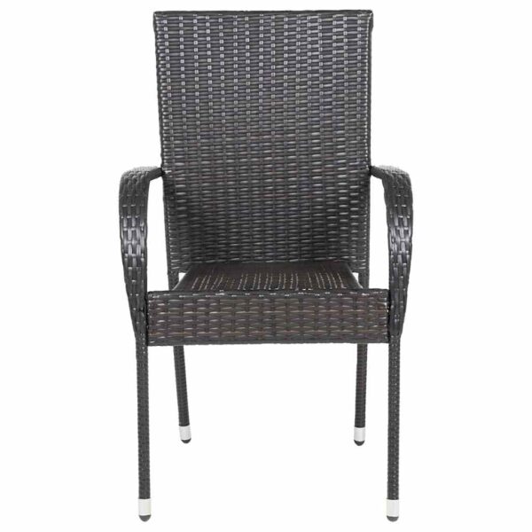 Aplusliving-Stackable Outdoor Chairs 4 pcs Poly Rattan Brown