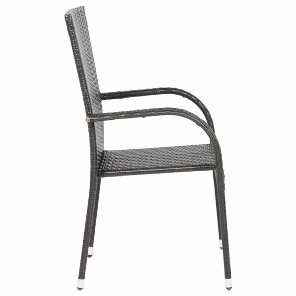 Aplusliving-Stackable Outdoor Chairs 4 pcs Poly Rattan Brown