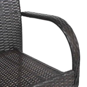Aplusliving-Stackable Outdoor Chairs 4 pcs Poly Rattan Brown