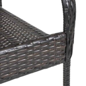 Aplusliving-Stackable Outdoor Chairs 4 pcs Poly Rattan Brown