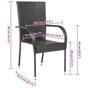 Aplusliving-Stackable Outdoor Chairs 4 pcs Poly Rattan Brown
