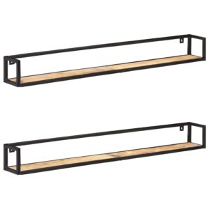 Aplusliving-Wall Shelves 2 pcs 160 cm Rough Mango Wood