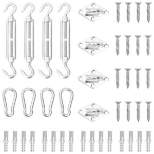 Aplusliving-12 Piece Sunshade Sail Accessory Set Stainless Steel