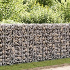 Aplusliving-Gabion Wall with Covers Galvanised Steel 200x60x100 cm