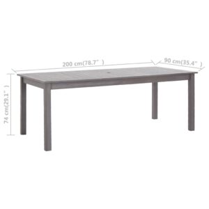 Aplusliving-Garden Table Grey Wash 200x90x74 cm Solid Acacia Wood