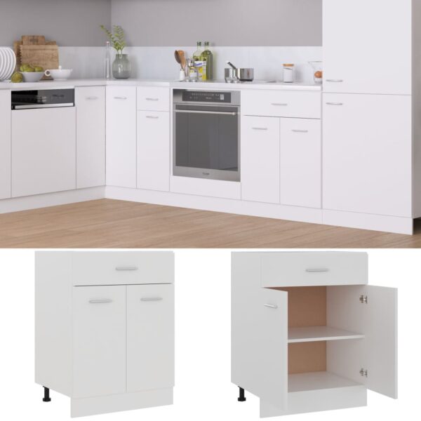 Aplusliving-Drawer Bottom Cabinet Lyon White 60x46x81.5 cm Engineered Wood