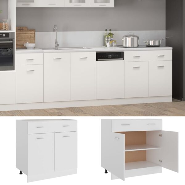 Aplusliving-Drawer Bottom Cabinet Lyon White 80x46x81.5 cm Engineered Wood