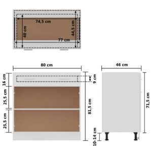 Aplusliving-Drawer Bottom Cabinet Lyon White 80x46x81.5 cm Engineered Wood