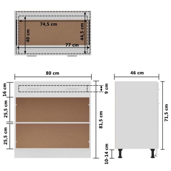 Aplusliving-Drawer Bottom Cabinet Lyon White 80x46x81.5 cm Engineered Wood