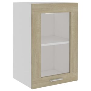 Aplusliving-Hanging Glass Cabinet Lyon Sonoma Oak 40x31x60 cm Engineered Wood