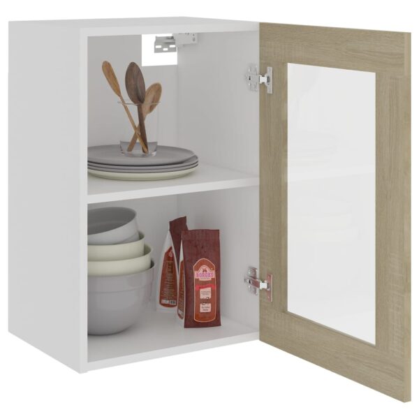 Aplusliving-Hanging Glass Cabinet Lyon Sonoma Oak 40x31x60 cm Engineered Wood