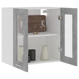 Aplusliving-Hanging Glass Cabinet Lyon Concrete Grey  60x31x60 cm Engineered Wood