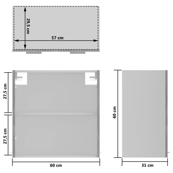 Aplusliving-Hanging Glass Cabinet Lyon Concrete Grey  60x31x60 cm Engineered Wood
