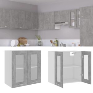 Aplusliving-Hanging Glass Cabinet Lyon Concrete Grey  60x31x60 cm Engineered Wood