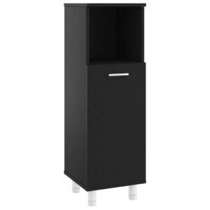 Aplusliving-Bathroom Cabinet Black 30x30x95 cm Engineered Wood