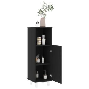 Aplusliving-Bathroom Cabinet Black 30x30x95 cm Engineered Wood