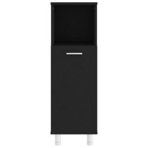 Aplusliving-Bathroom Cabinet Black 30x30x95 cm Engineered Wood