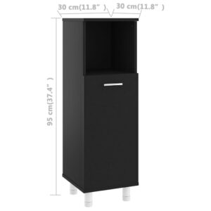 Aplusliving-Bathroom Cabinet Black 30x30x95 cm Engineered Wood