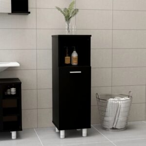 Aplusliving-Bathroom Cabinet Black 30x30x95 cm Engineered Wood